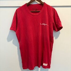 True Religion T-Shirt Mens Large Red Script Logo Short Sleeve Cotton USA Made